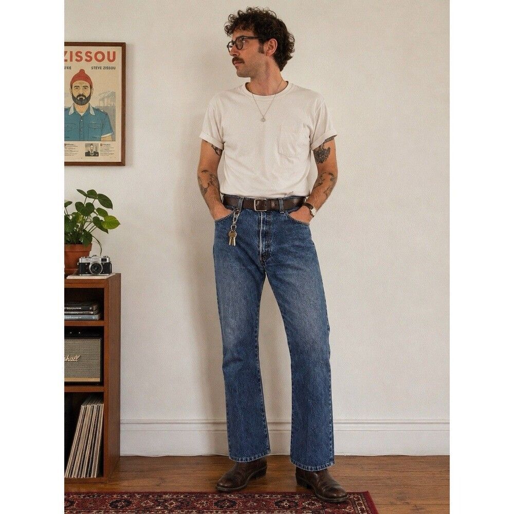 Vintage Levi’s 517 Boot Cut Jeans Men’s 38x30 Blue Denim Red Tab USA 06/09